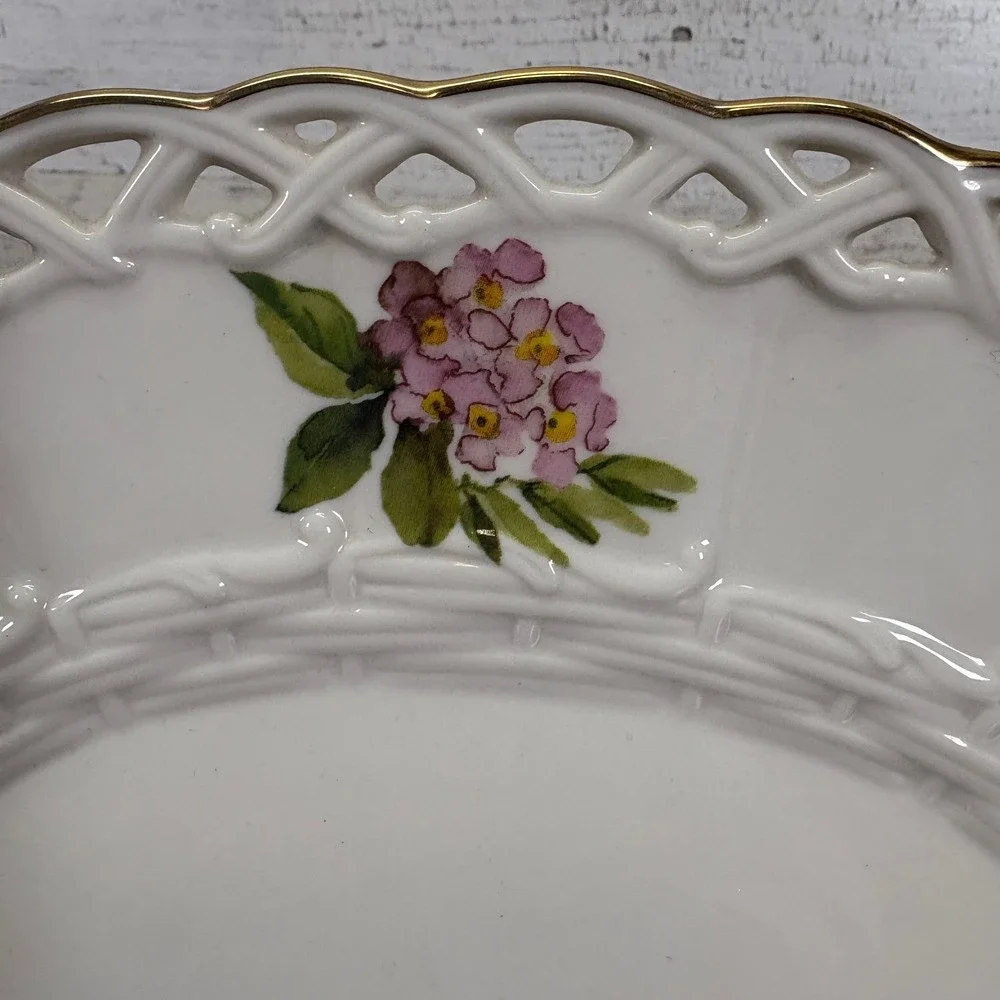 Lenox‎ Wildflower Basket Vanity Oval Tray Pate Ivory China Vintage 10